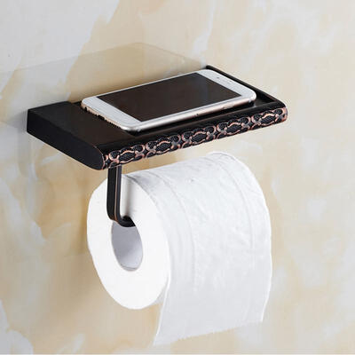 

Greensen Double Full Copper Carving Toilet Paper Holder Bathroom Paper Tissue Holder Storage Shelf Rack