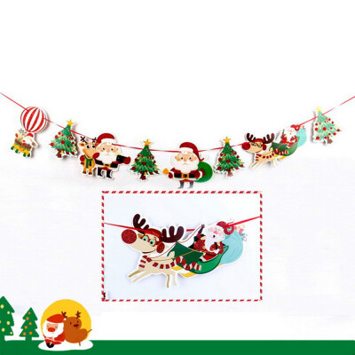 

Gobestart Merry Christmas Banner Decoration Hanging Flag Santa Snowman Elk Sock Xmas Party