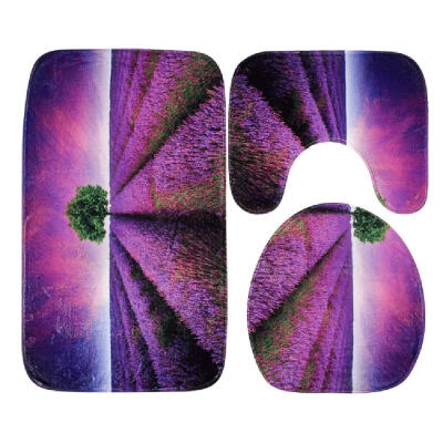 

3pcs Nature View Bathroom Mat Set Anti Slip U Shape Floor Rugs Toilet Cover