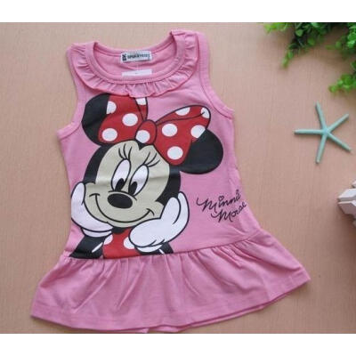 

2015 New Girls Summer Dress Minnie Dress Kids Vestido Princesa Children Clothing Vest