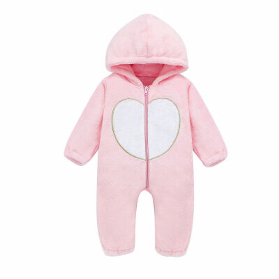 

Newborn Toddler Baby Girl Boy Plush Hooded Romper Jumpsuit Winter Outfits Clothes