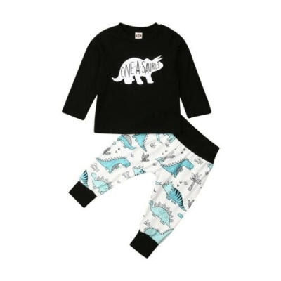 

Baby Boy Long Sleeve Dinosaur T-shirt Pants Leggings Outfits Toddler Kids Clothes Sunsuit