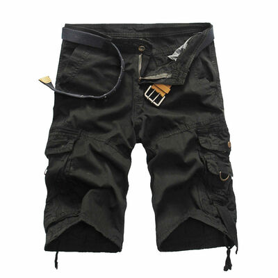

Men Sport Plain Cargo Shorts Military Combat Pants Multi-Pocket Waist Size 29-36