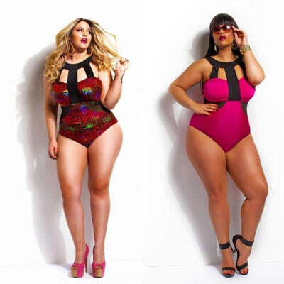 

Sexy Women Plus Size Push-up Padded Bra Halter-neck One-piece Swimwear Swimsuit L-XXL