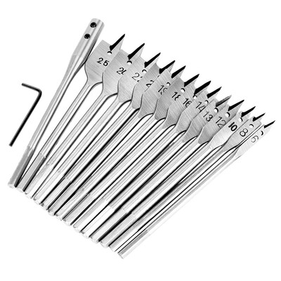 

〖Follure〗Flat Drill High Carbon Steel Woodworking Flat Drill Set Shovel Drill Bit Tool