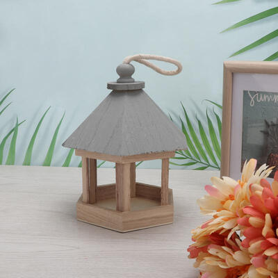 

Greensen Outdoor Wooden Birds House Shaped Feeder Food Container with Hang Rope for Garden Park