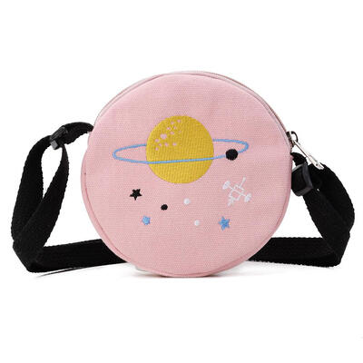 

Women Cute Round Canvas Messenger Crossbody Handbags Girls Shoulder Bags