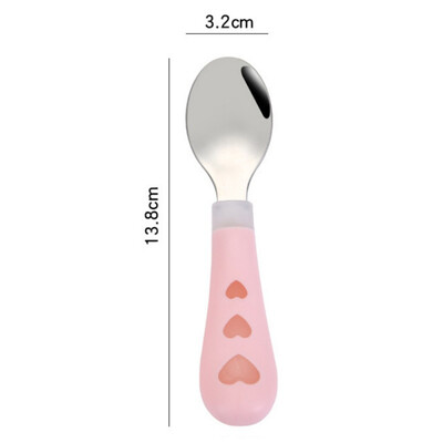 

1 pcs Stainless Steel Children Tableware Round Spoon Fork Cartoon Spoon Fork Set