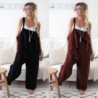 

Women Casual Loose Pants Ladies Adjustable Jumpsuit Strap Harem Trouser Overalls