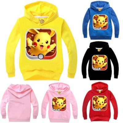 

Kids Baby Boys Girls Hoodies Sweatshirt Pokemon GO Long Sleeve Pullover Warm Winter Tops Clothes 2-7Y