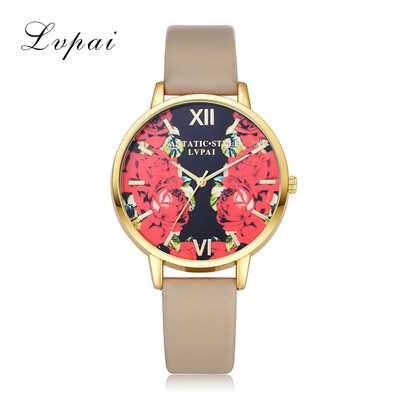 

Top Brand Luxury Women Bracelet Watch Fashion Rose Gold Flowers Leather Simple Women Dress Watches Business Clock Ladies Watches