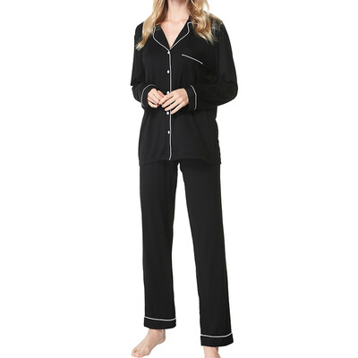 

Toponeto Womens Long Sleeve Pants Pajamas Button Lapel Underwear Set
