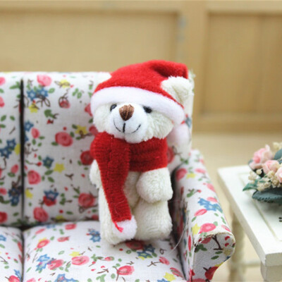 

YIWULA112 Miniature Plush Soft Christmas Bear Dolls House Toy Ornament Xmas Decor 1PC