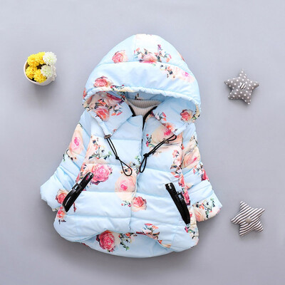 

Toddler Baby Girl Boy Floral Print Winter Warm Jacket Hooded Windproof Coat