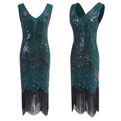 

〖Follure〗Womens 1920s Flapper Dress Crystal Sequin Embellished Fringed Gatsby Dress