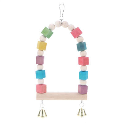 

Colorful Parrot Swing Bird Cage Toy Cockatiel Budgie Lovebird Wooden Stand