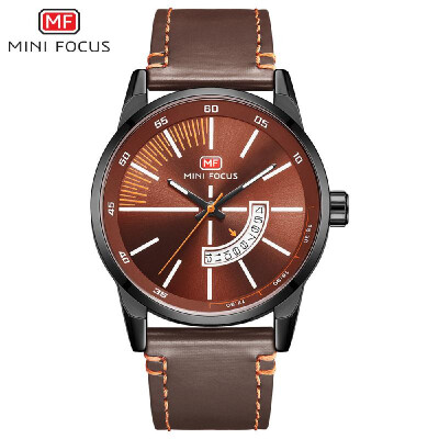 

MINI FOCUS MF0132G Man Quartz Watch Calendar Noctilucent Waterproof Leather Band Male Wristwatch