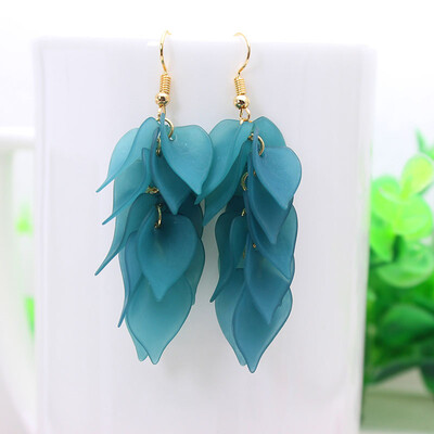 

2019 summer style new fashion brand acrylic leaves long drop earrings candy color gift earrings