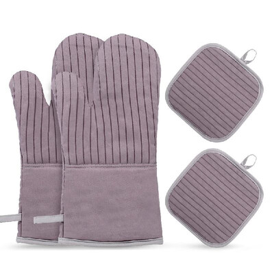 

Cotton Silicone Oven Mitts Heat Resistant Non-Slip Barbecue Gloves Kitchen Oven Gloves Potholders 1 Pair Oven Mitts 2 Pot Holders