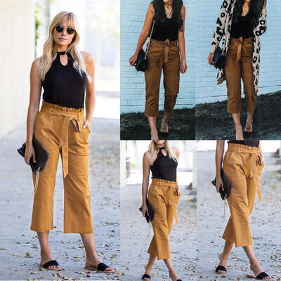 

Women&acutes Wide Leg High Waist Casual OL Pants Loose Long Trousers