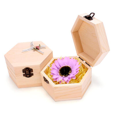 

Artificial Soap Sunflower Hexagonal Box Fragrant Party Wedding Decor Gift