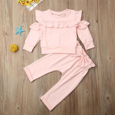 

US Toddler Kids Baby Girl Clothes T-shirt TopPants 2PCS Outfit Sets Tracksuit