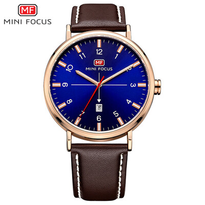 

MINI FOCUS Fox hot mens watch quartz watch simple business cross grain leather strap MF0019G