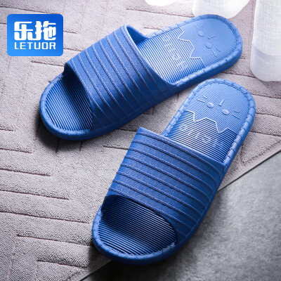 

Le drag slippers couple sandals men&women four seasons indoor home bathroom bath fashion casual swimming non-slip cool summer waterproof floor mute thick soft bottom SJ1906A dark blue 4041