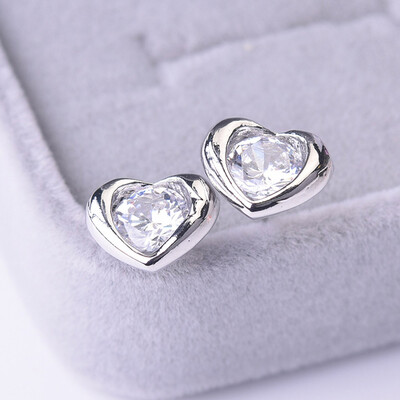 

Women Ear Studs 18K WhiteRose Gold Plated AAAA Zircon Earrings Engagement Gift