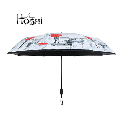 

Hand open sun umbrella sun protection UV folding female umbrella dual-use portable sunscreen large three-fold umbrella