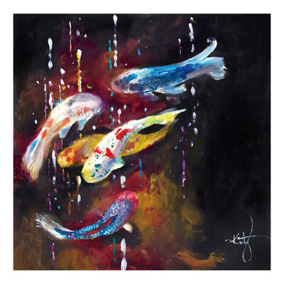 

50x50cm HD Goldfish Canvas Oil Painting Frameless Home Art Paint Decor