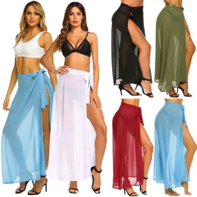 

Women Bikini Cover Up Swimwear Sheer Beach Maxi Wrap Skirt Sarong Pareo Dress