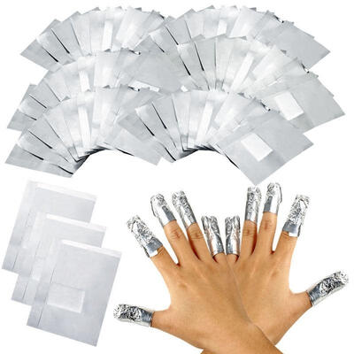 

100x Foil Nail Art Soak Off Acrylic Gel Polish Nail Wraps Remover Clean Aluminum