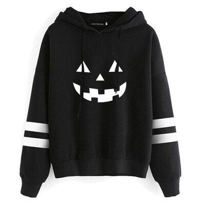 

New Autumn And Winter Women Teen Girl Casual Halloween Hoodies Ghost Printed Hooded Sweatshirt Pullover Tops