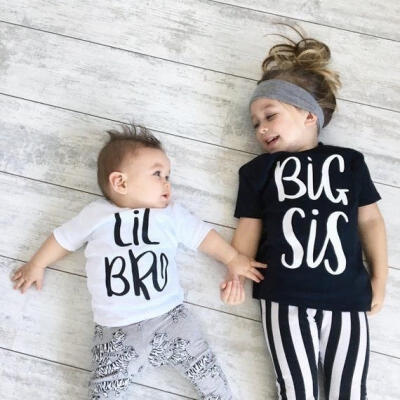 

Big SisterLittle Brother Matching Tops Baby Boy Girl Summer T-shirt Outfits