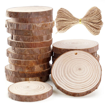 

Gobestart 20 Pieces 6-7cm Unfinished Predrilled Wood Slices Round Log Discs With 33 Feet