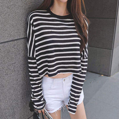 

Autumn Tshirt For Women Long Sleeve Striped Ladies Tee Clothes Femme Streetwear