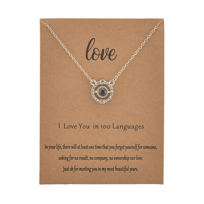 

With Card Round 100 Language I love You Necklace For Women Wedding Letter Necklace Jewelry Drop Shipping