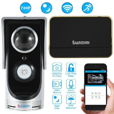 

DANMINI 720P Wireless WiFi Visual Intercom Door Phone Support Record Snapshot Unlock Lock Time Delay AndroidiOS APP Night View R