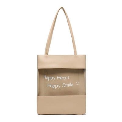 

Letter Print Clear Shoulder Handbags Women PVC Shopping Tote Top-handle Bag
