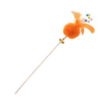 

Pet Toy Teaser And Exerciser Wand With Furry Ball For Cat And Kitten Interactive Fishing Stick With Bell