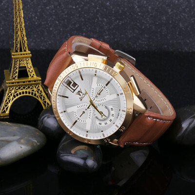 

Gobestart Luxury Men Business Watch Large Dial Watch Fashion Quartz Leather Belt Watch