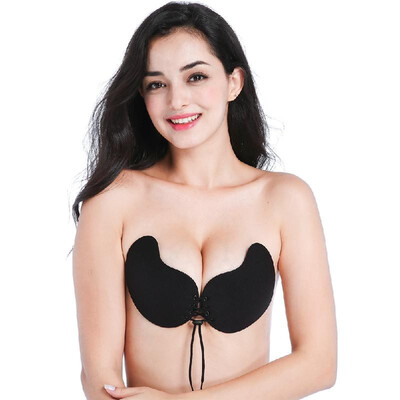 

Sexy Women Silicone Self Adhesive Invisible Bra Strapless Stick Gel Push Up Bralette Backless Underwear BeigeBlack