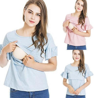 

Women Maternity Clothes Nursing Top Breastfeeding T-shirt Summer Short Sleeve