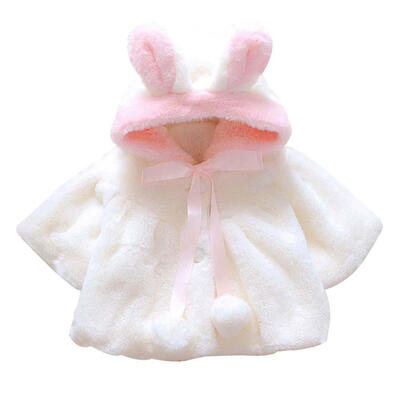

Baby Girls Winter Cute Warm Thick Fleece Cloak Rabbit-Ear Shape Hooded Coat