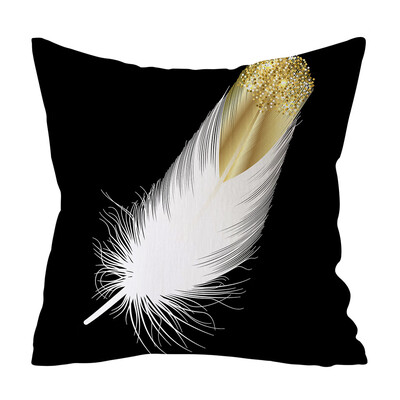 

〖Follure〗Gold Plant Printed Polyester Pillow Case Cover Sofa Cushion Cover Home Decor A