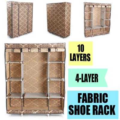 

4-Layer 10-Lattices Clothes Closet Non-woven Fabric Wardrobe Storage Organizer