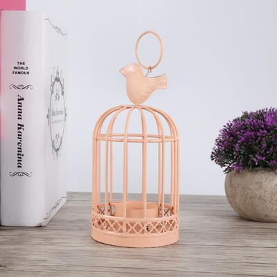

Greensen 1PC Simple Geometric Candle Holder Iron Bird Cage Candlestick for Home Wedding Decor Pink