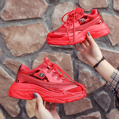 

Spring Chinese Red Thick Bottom Ladder Daddy Shoes Laser Surface Leisure Fashion Sequins Sports Tide Shoes