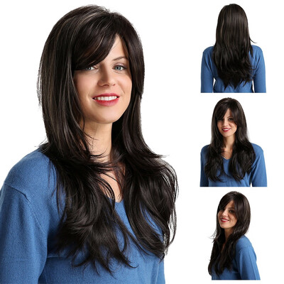 

〖Follure〗Gummed Paper Mesh Hairpiece With Long Black And Brown Hair